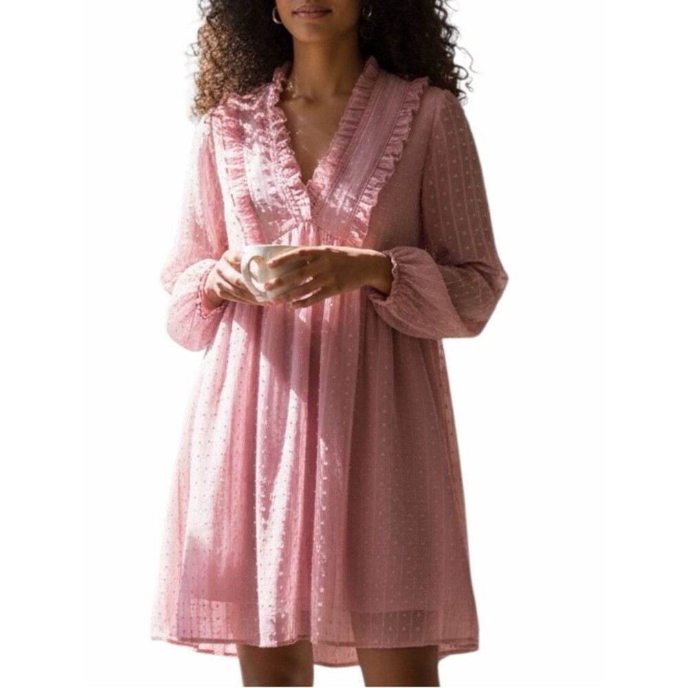 Light Pink Swiss Dot Dress -‎ Size M